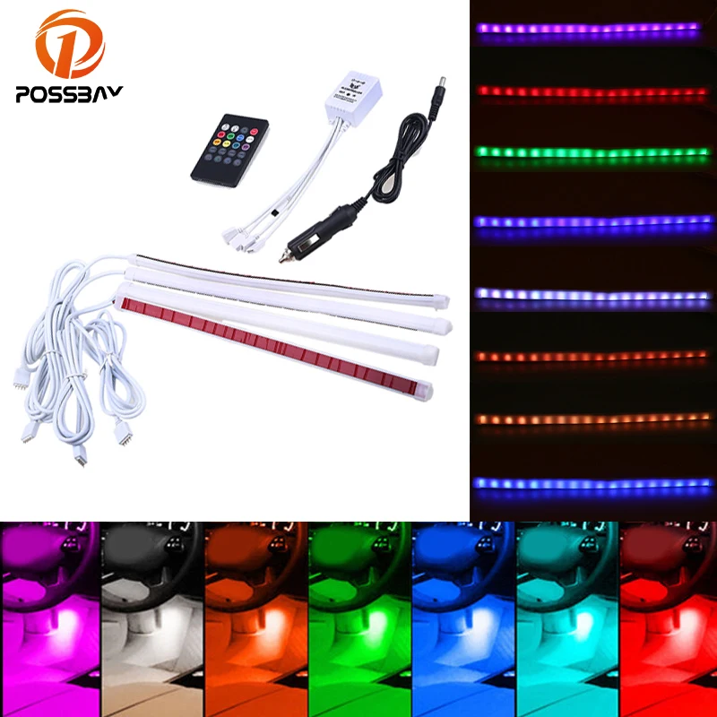 Светодиодная RGB лента POSSBAY для автомобиля декоративные атмосферные лампы