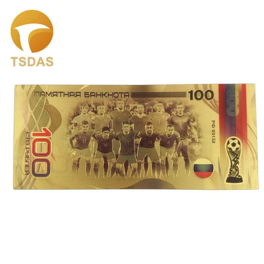 10 шт./лот банкноты для России 24k позолоченные памятные коллекторы 100 рубль Золотая