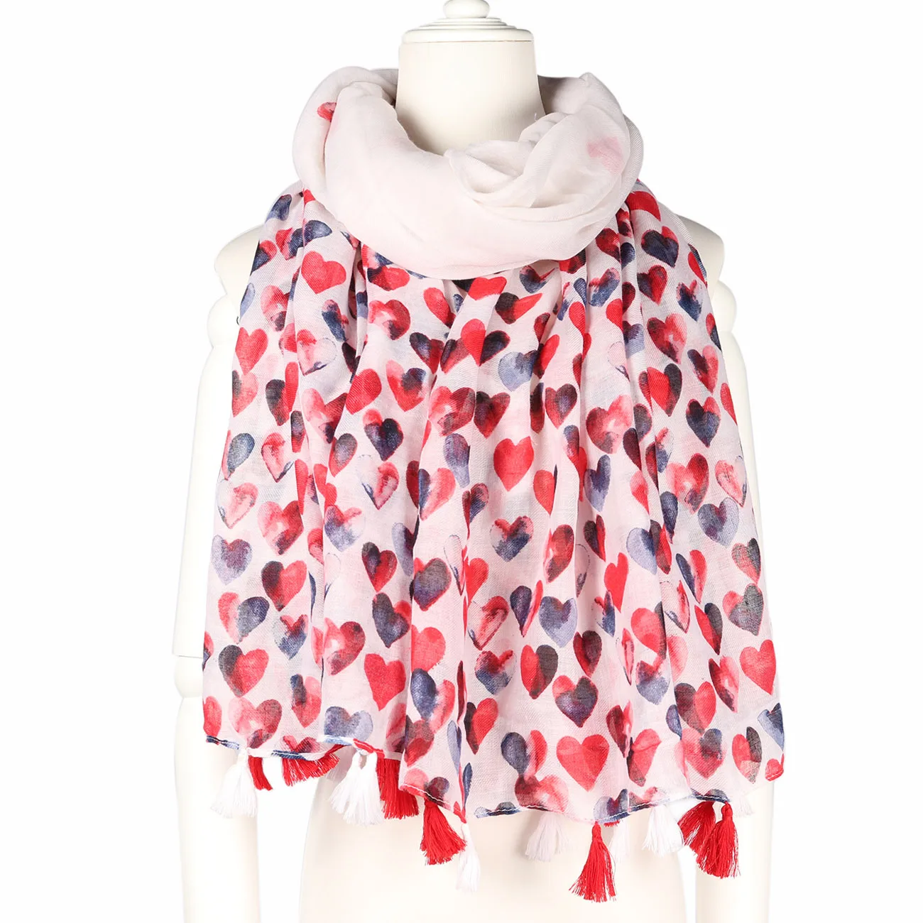 

Korean Sweet Women scarf Cute Wind Print Spring and Autumn Long Scarf Love Pattern Scarf Shawl