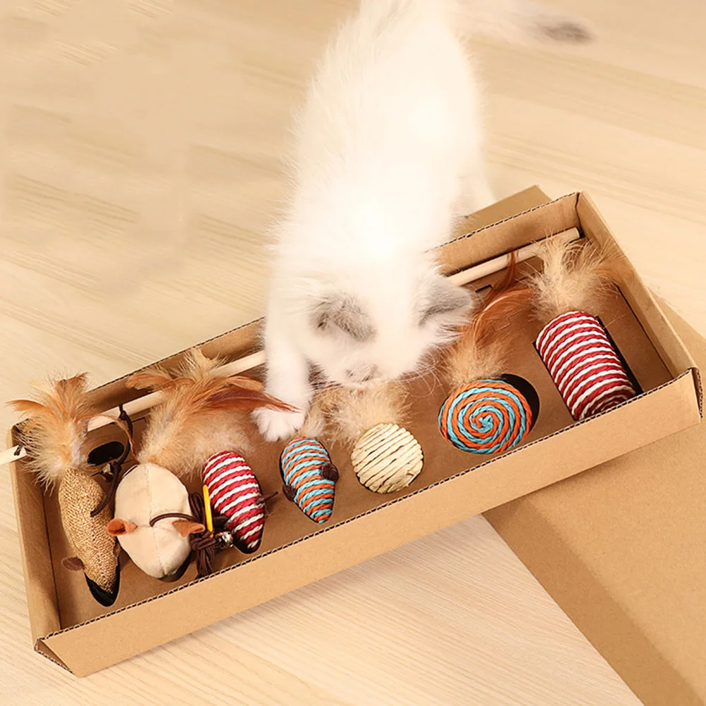 _ 7 шт./компл. Интерактивная палка для кошек из пеньковой веревки игрушки котят