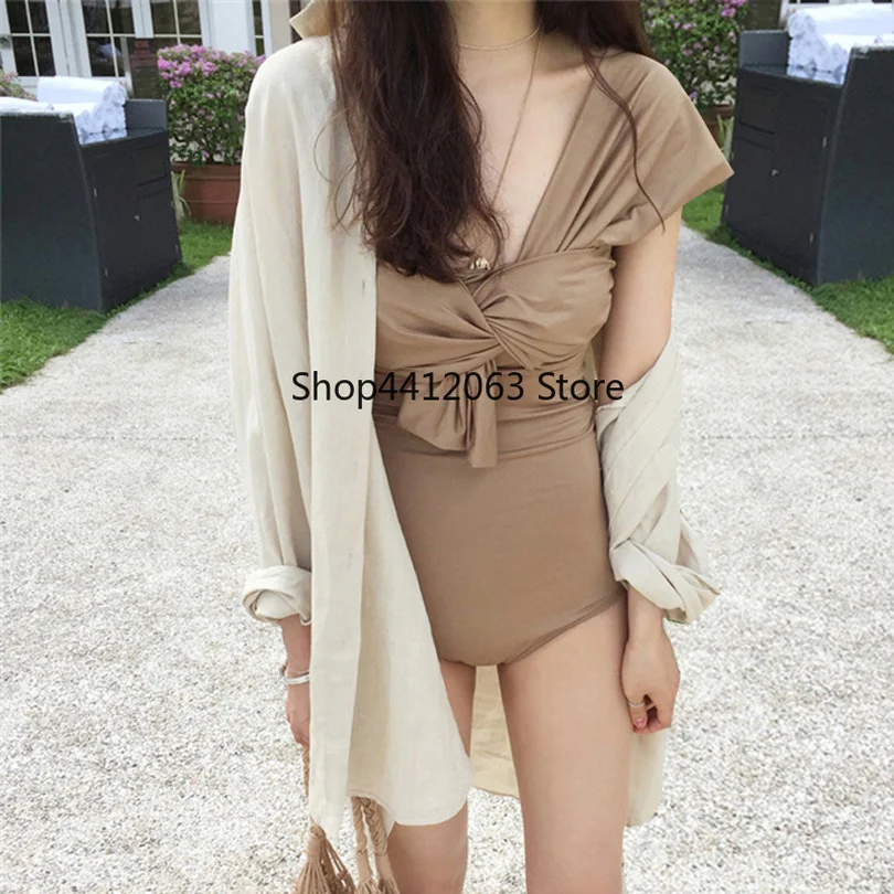 Корейский Новый стиль женщин чистого цвета сексуальный бикини Женская пляжная