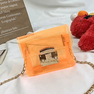 Orange 12x3x10cm Трендовая Новая женская желеобразная сумка для телефона, сумка через плечо, женская прозрачная мини-сумка через плечо для телефона, прозрачная сумка через плечо для девушек - Цвет: Orange 12x3x10cm