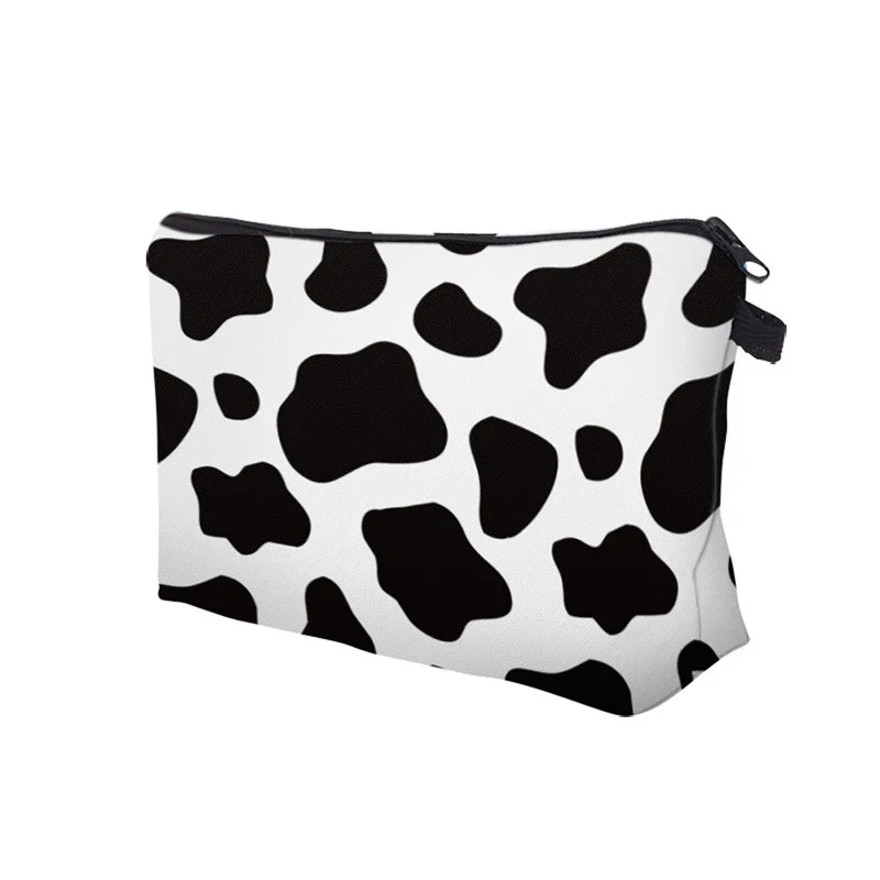 

Makeup Bag Cute Cosmetic Pouch Organizer Black And White Bag Toiletry Tool Cow Pattern Polyester Cow pattern Cosmetic Bag
