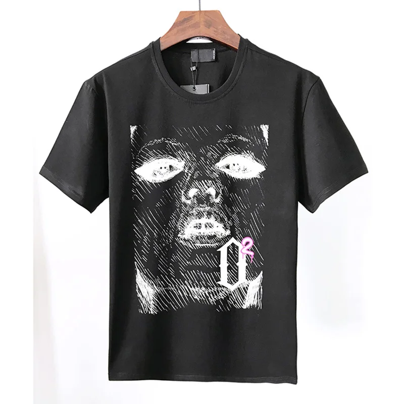 

2021 new European and American men's face sketch printing t-shirt men's 100% cotton short sleeve round neck fashion summer top