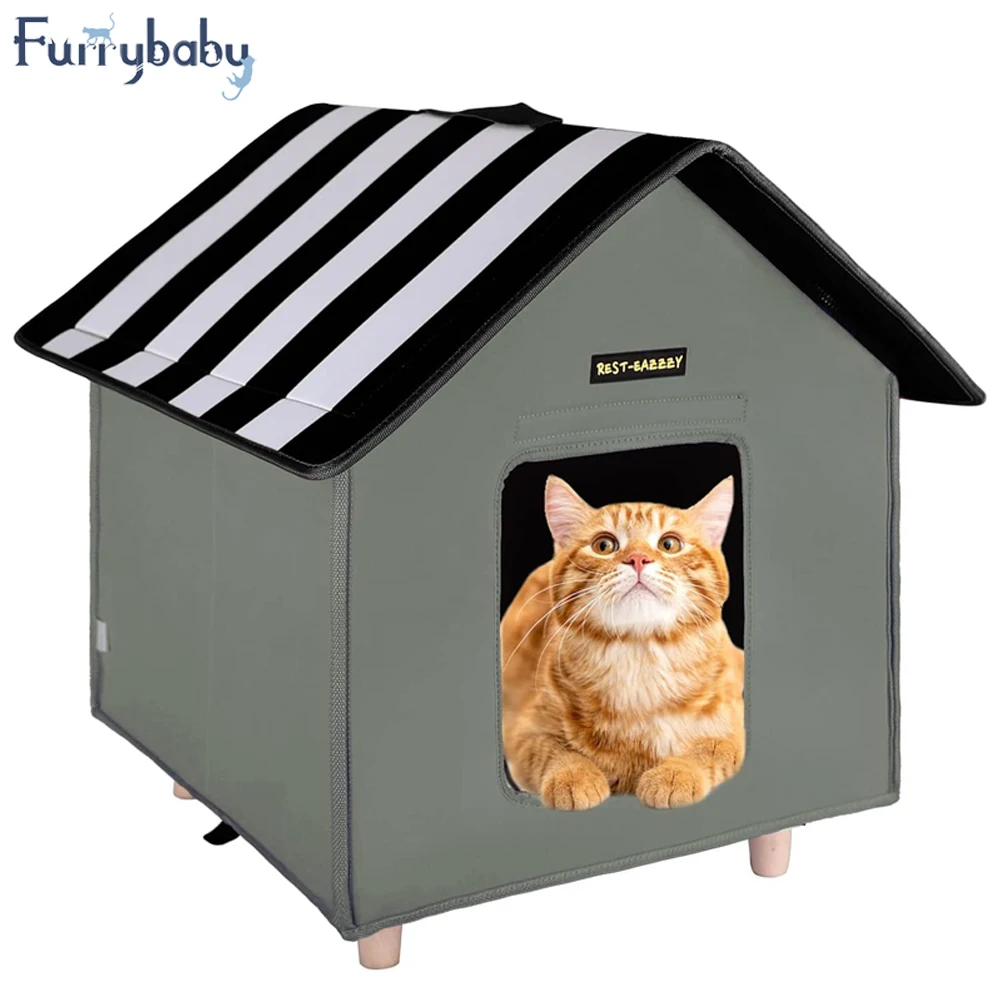

Уличная кровать для кошек с портативной ручкой, погодозащищенный дом для домашних питомцев, зимняя кровать для кошек, домашняя будка для сн...
