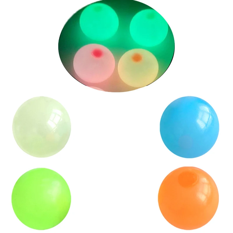 

1pc 4.5CM Luminous Squeeze Toy Vent Sticky Ball 4 Color Glow In Dark High Bounce Fidget Toy For Kids