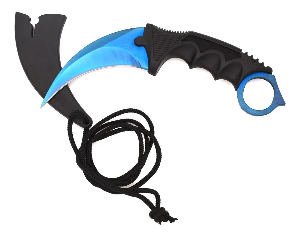 HS инструменты Открытый Csgo Karambit нож охотничьи ножи выживания тактический коготь нож Карманный Самообороны обидный походный инструмент - Цвет: Blue