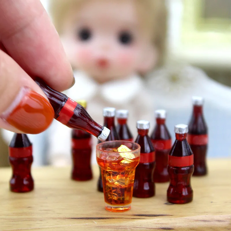 

New Arrive Fashion Dollhouse Accessories Kids Toys Freeshipping Mini Coke Drink Cute bottle For Barbie Game DIY Birthday Present