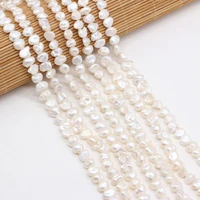 natural freshwater pearl beads irregular white flat diy jewelry jewelry necklace semi finished products production and wholesale