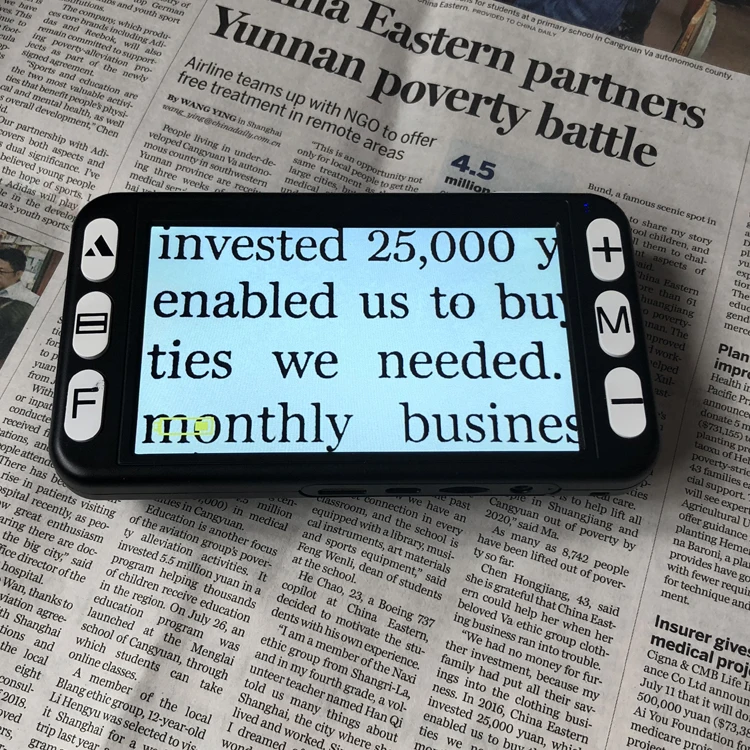 5 дюймовый ЖК дисплей с низким зрением Портативная Лупа для чтения видео