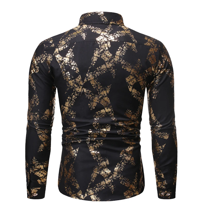 

Loldeal Men's Party Daily Club Slim Shirt - Floral Print Classic Collar Black / Long Sleeve