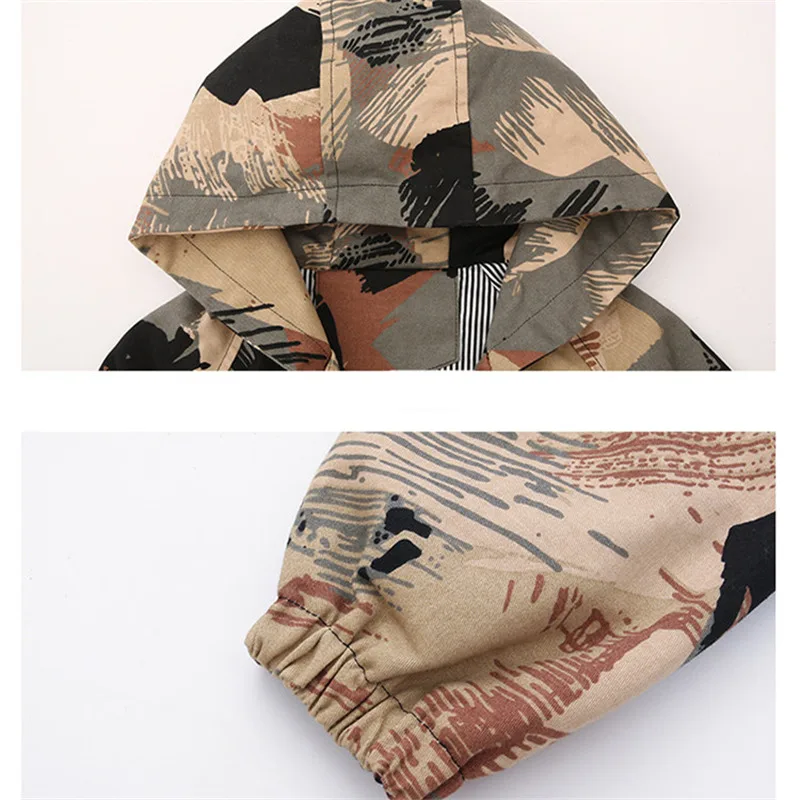 

Kids Casual Camouflage Hooded Trench Coat For Boys Spring Autumn Camouflage Windbreaker Coat Fashion Children's Outwear Jacket