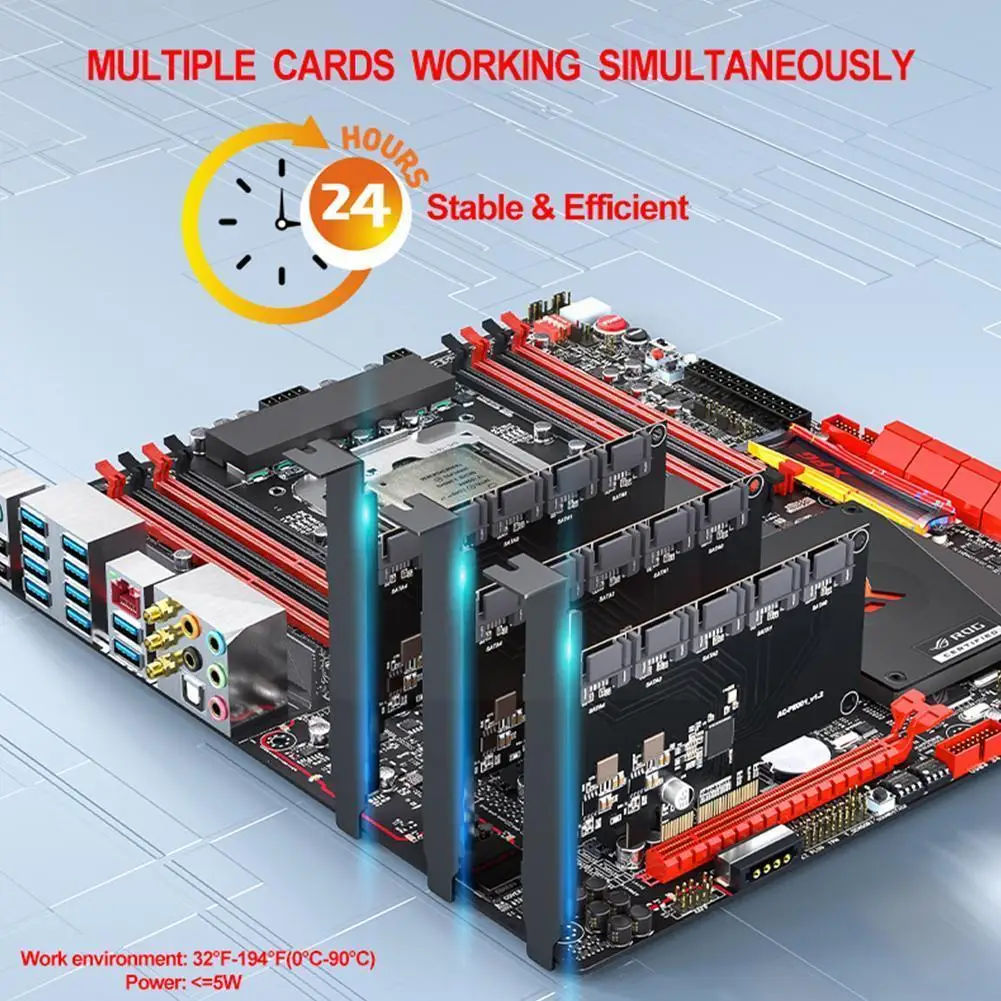 

Плата расширения PCIE на 10/16 портов SATA3.0, плата шасси, адаптер для компьютерной карты, переходник для настольного компьютера T6E6
