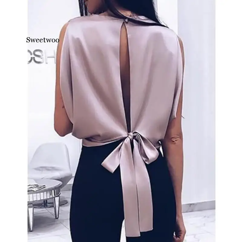 

Women Blouse 2020 Spring Summer Sexy Tops Bowknot Shirts Casual Loose Plus Size Blusas