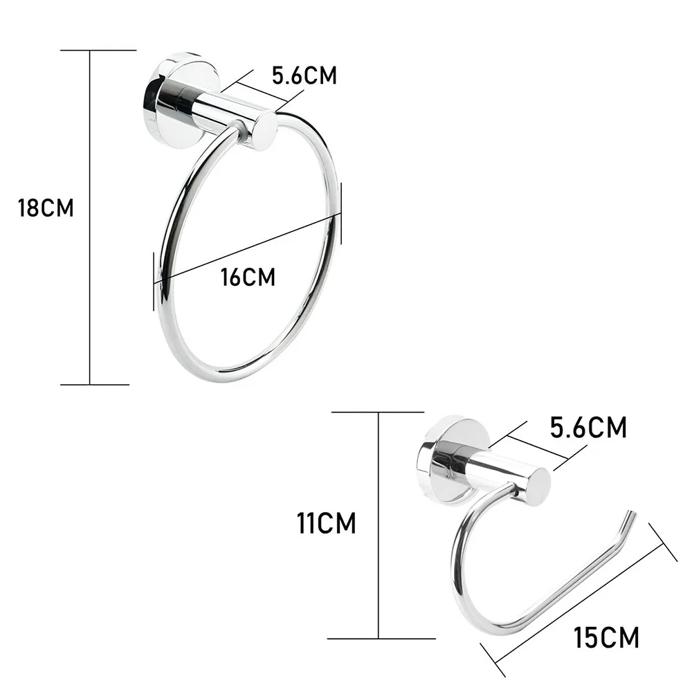 

Toilet Roll Holder And Towel Ring Set Round Chrome Bath Fitting Wall Mounted