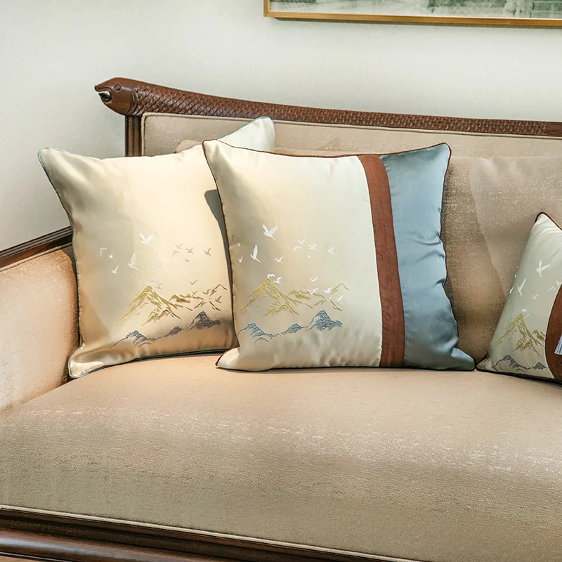 

Chinese Classical Style Cushion Cover Embroidery Home Pillowcase Light Luxury Decorative Pillows for Sofa Living Room 45*45cm