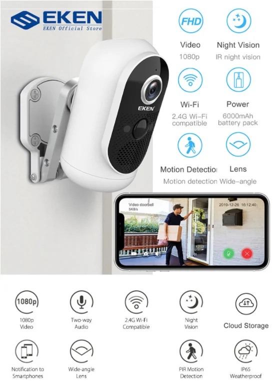 

EKEN ARGUS, Full HD 1080P, Wi-Fi