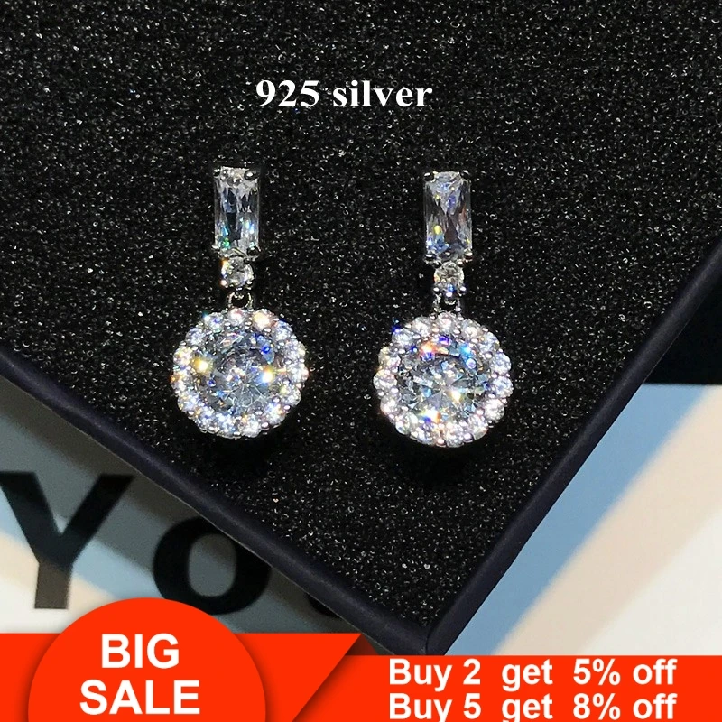 Модные длинные ниспадающие Earrring AAAAA cz реального 925 серебро массивные вечерние