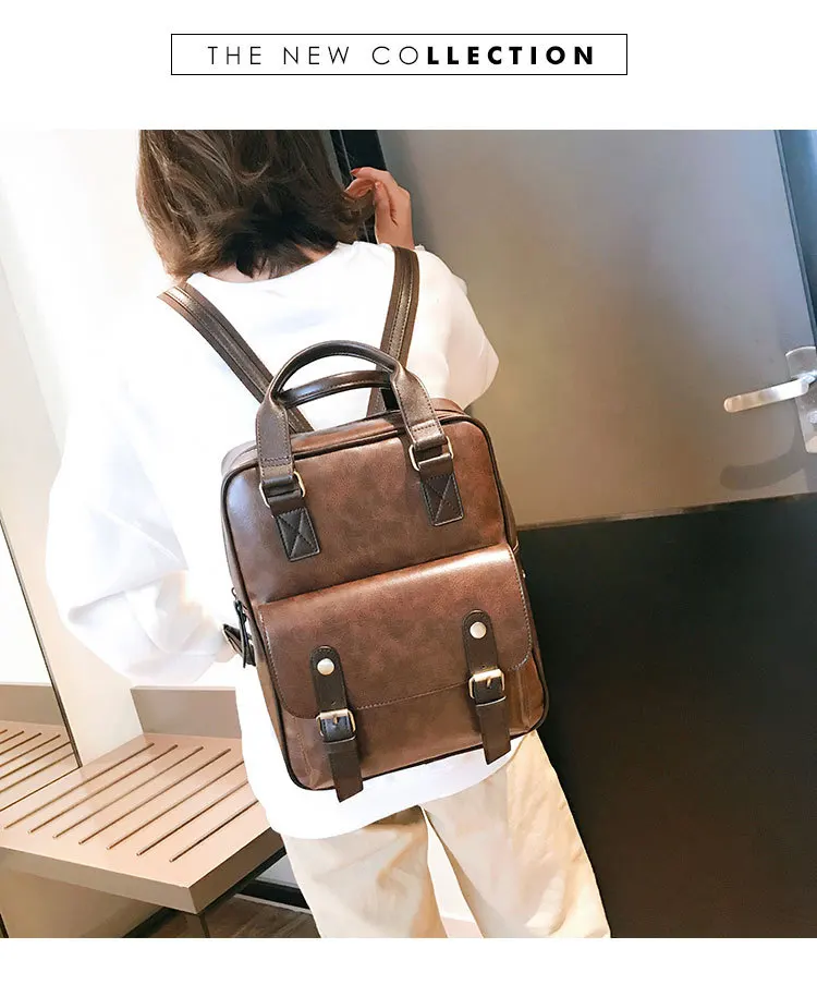 mochila feminina, школьные сумки с защитой от кражи, водонепроницаемые, для путешествий, для ноутбука, коричневый кожаный большой рюкзак для женщин, корейский дизайн