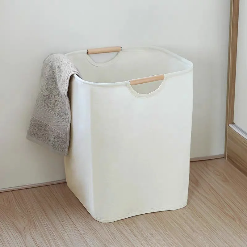 

Dirty Clothes Storage Basket with Wood Handle Organizer Laundry Basket Collapsible Large Laundry Hamper