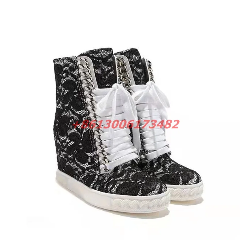 

Ботильоны женские, со шнуровкой, сеткой, скрытой танкеткой, 8 см