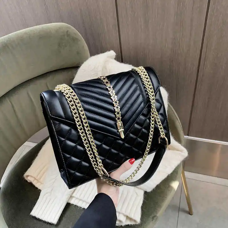 

Designer Crossbody Bag for Women 2021 Chain Shoulder Handbags Women's Famous Branded Trending Hand Bag Rhombus PU Leather
