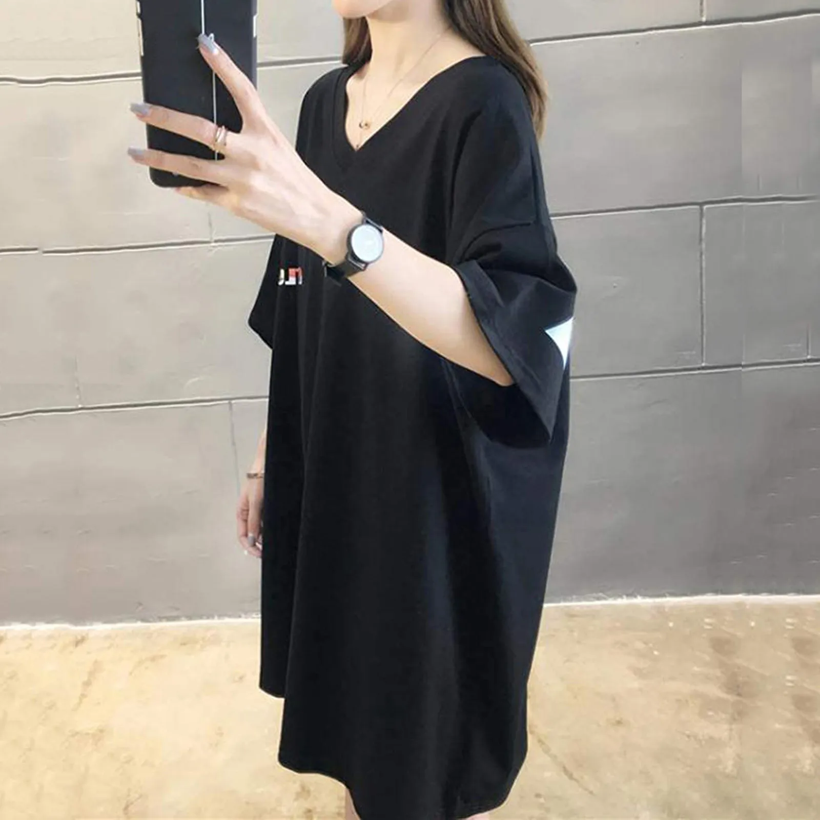 В стиле Харадзюку для женщин больших размеров летняя футболка с буквенным