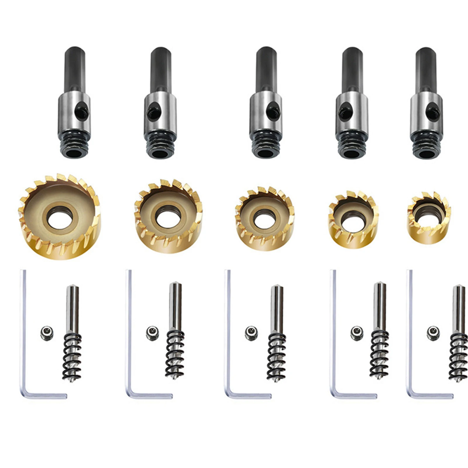 

5Pcs/Set M35 Hole Serrated Tapping Device Plated For Power Tools Surface Treatment Gold Coated Titanium Saw Cutter Bit
