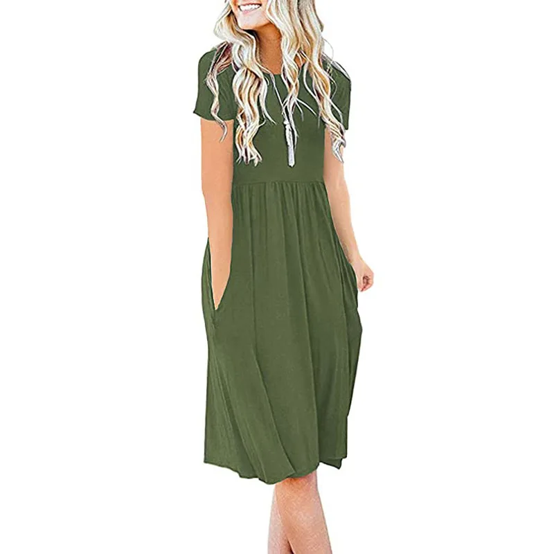 

Summer loose big pendulum round collar short sleeve dress in the summer the new dress