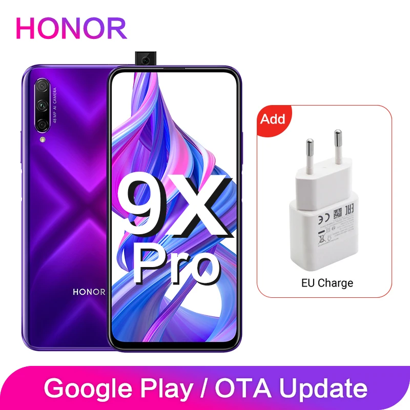 Honor 9X Pro Global rom Поддержка Google смартфон 8 Гб 256 ГБ 6,59 дюймов полный экран 8MP 3 камеры GPU Kirin 810 Восьмиядерный телефон
