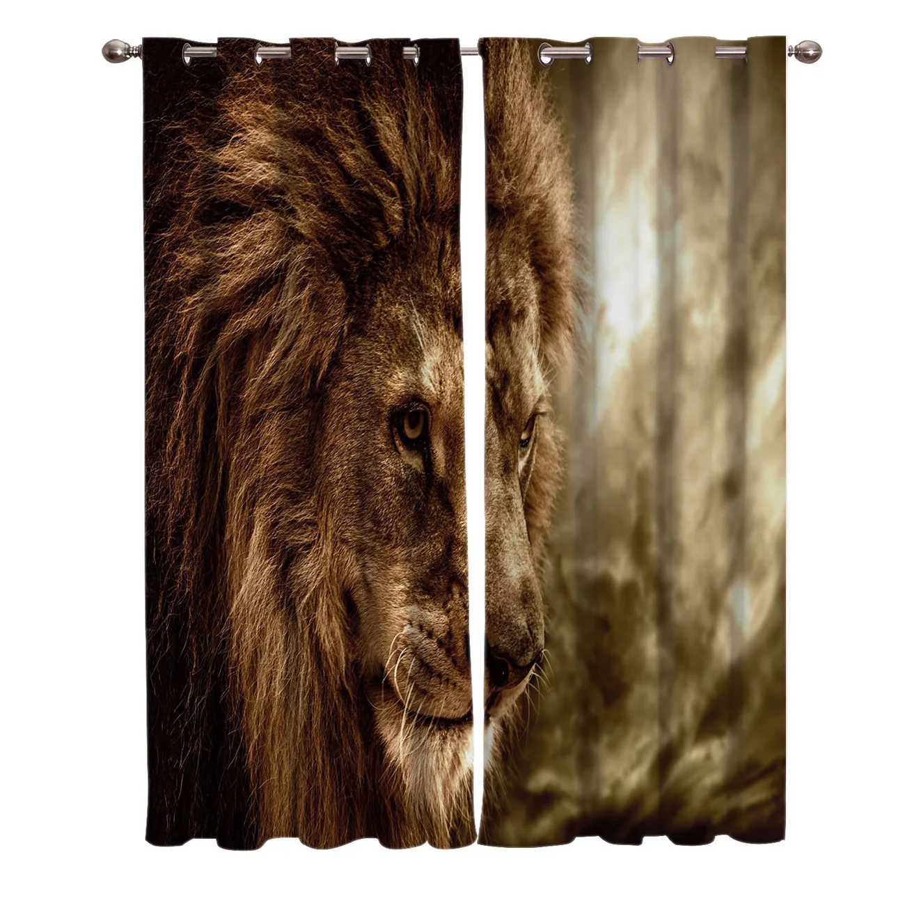 Голова льва Золотое лицо старое большое животное оконные шторы занавески для