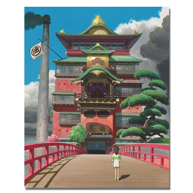 Шелковый постер с принтом из фильма Унесенные Спирали надписью Voyage of Chihiro