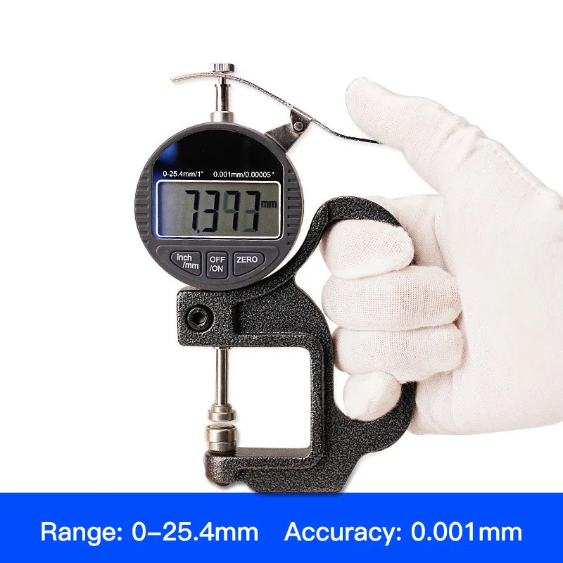 0.01/0.001mm Digital Display Handheld Thickness Gauge for Metering Sheet Cloth  Leather Measuring Tools 0-25.4mm