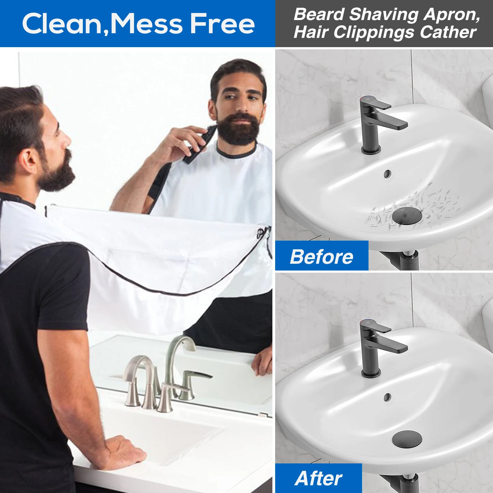 

Beard Bib Beard Apron for Men Beard Catcher with Hair Comb Scissors and 4 Suction Cups Waterproof Beard Cape for Shaving