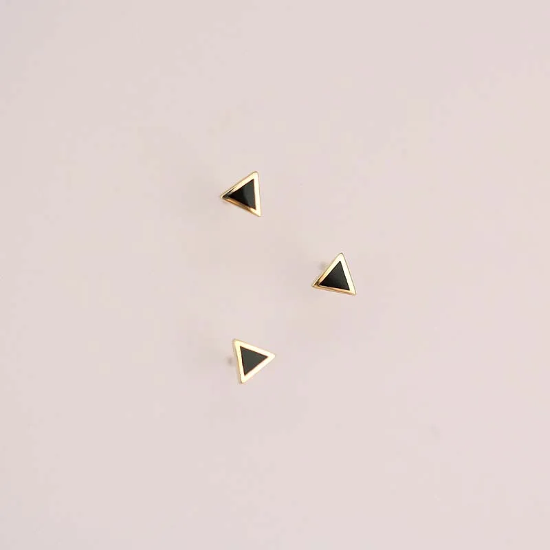 

CMajor 9ct Solid Gold Earring Fashion Temperament Delicate Triangle Elegant Chic Minimal Simple Stud Earrings for Women