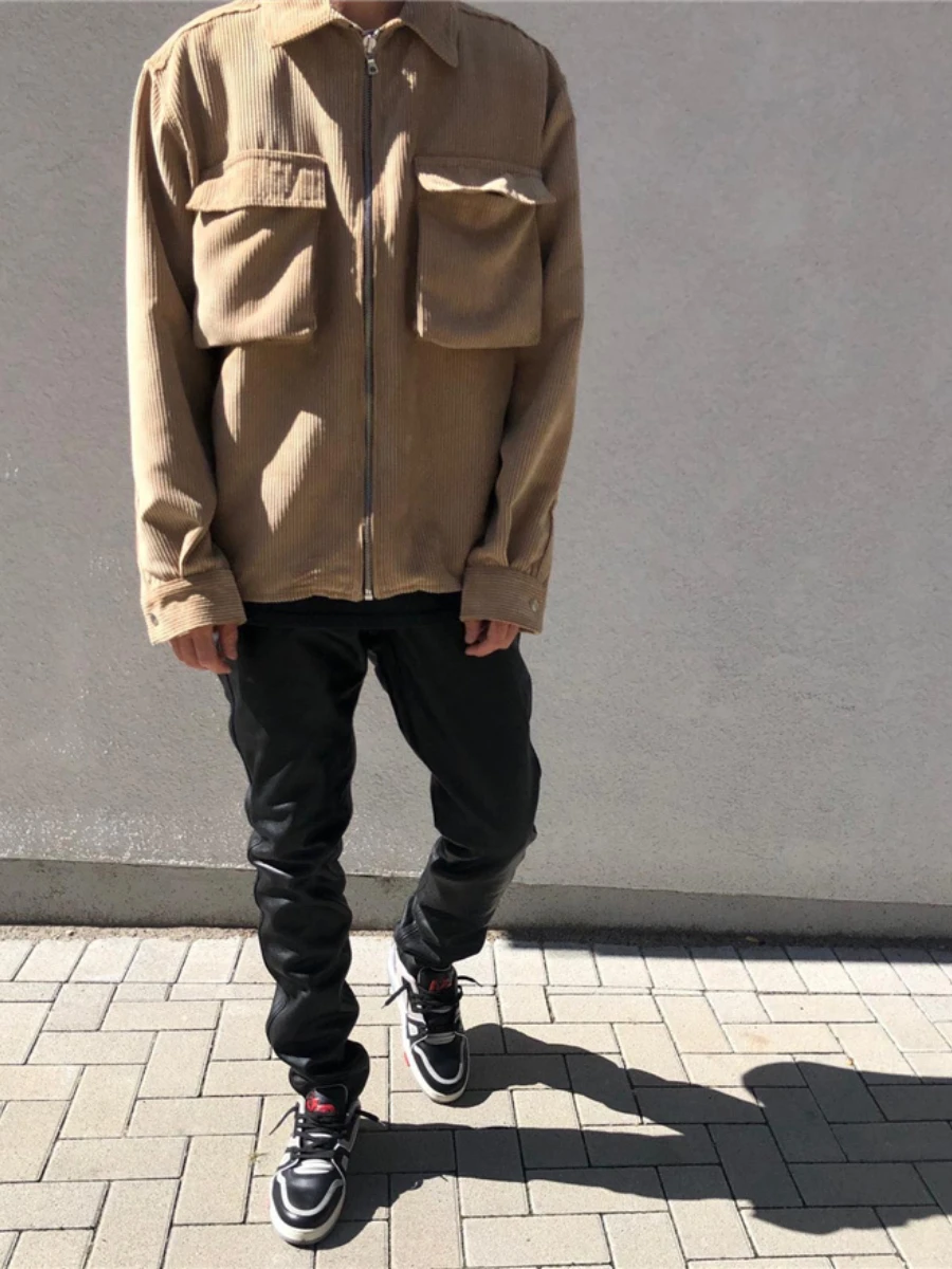 

Spring 2021 and Autumn Men's and Women's Fashion All-match Trend High-quality Casual Jacket Velvet Cargo Shirt Zip Jacket