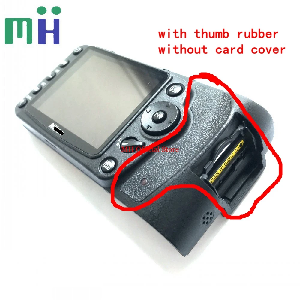 with thumb rubber Для Nikon D90 задняя крышка корпус с кнопкой ЖК-дисплей экран и гибкий кабель Ремонт камеры запасные части - Цвет: with thumb rubber