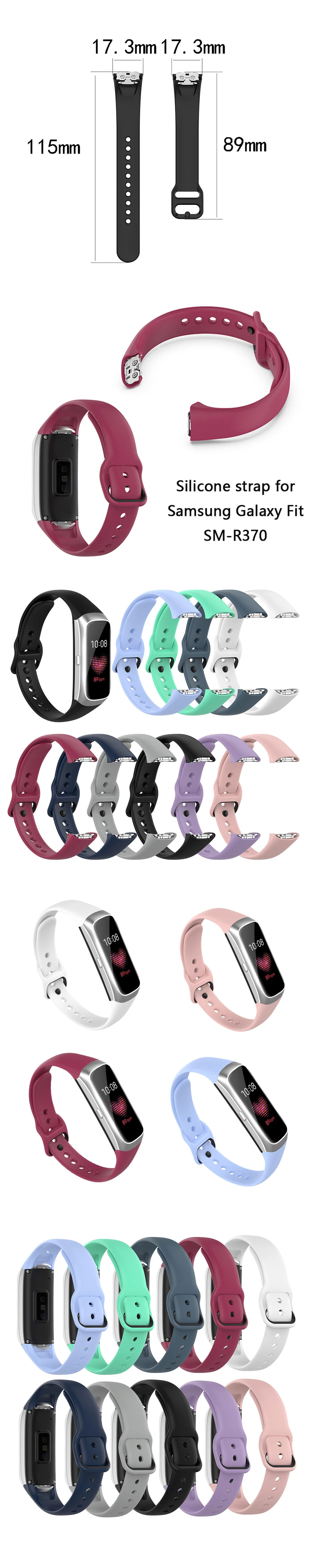 Ремешок для samsung Galaxy fit SM-R370 Смарт-часы силиконовые браслеты Сменные аксессуары мягкий водонепроницаемый браслет