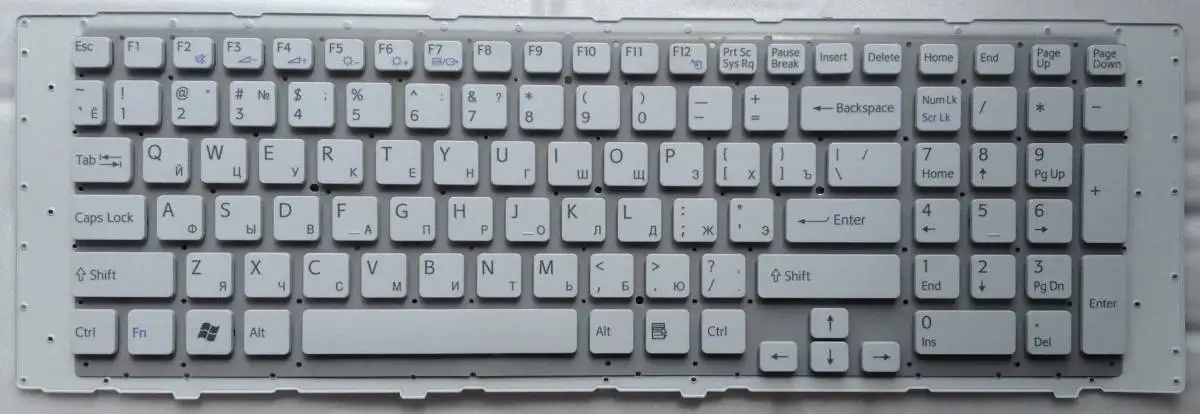 Клавиатура для ноутбука Sony Vaio VPC EF (Белая без рамки)|Клавиатуры замены| |