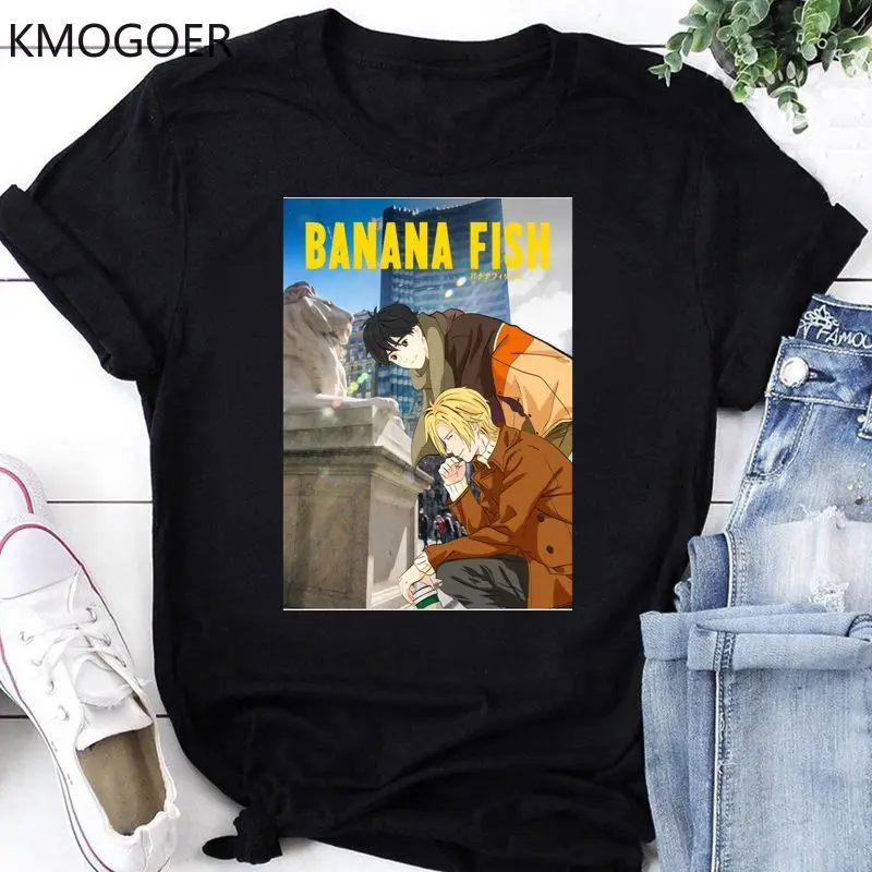 Банан со стилизованным изображением рыбки футболка для женщин 90s Harajuku Ullzang милые