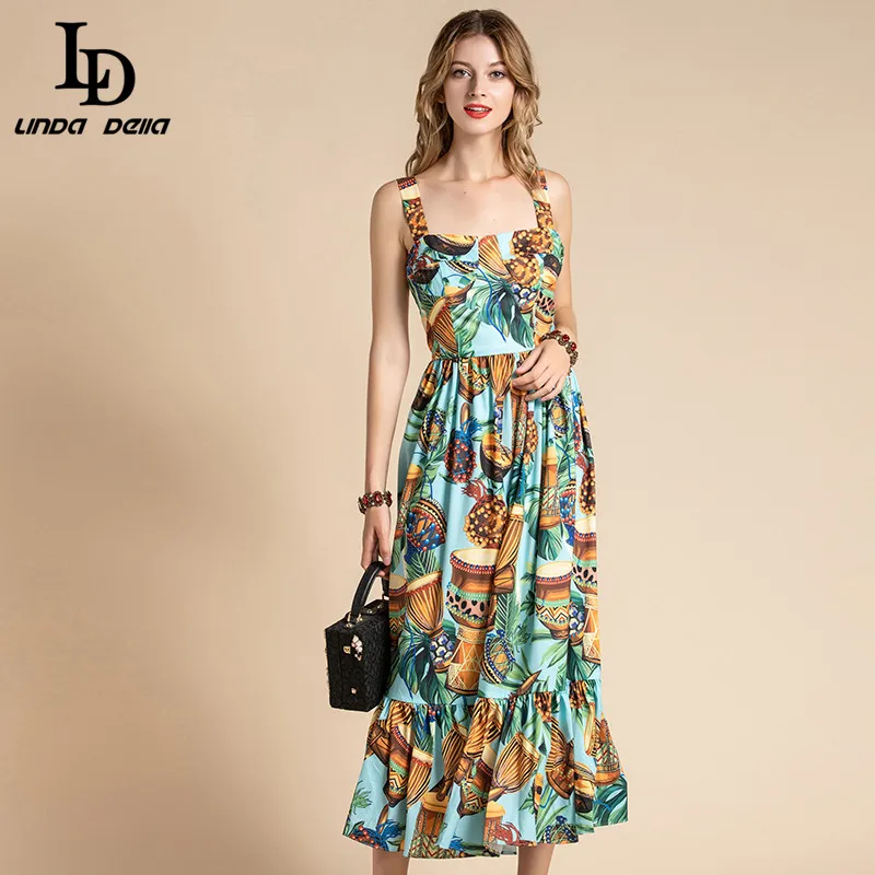 LD LINDA DELLA 2021 летнее модное дизайнерское платье для отпуска женское на бретельках в