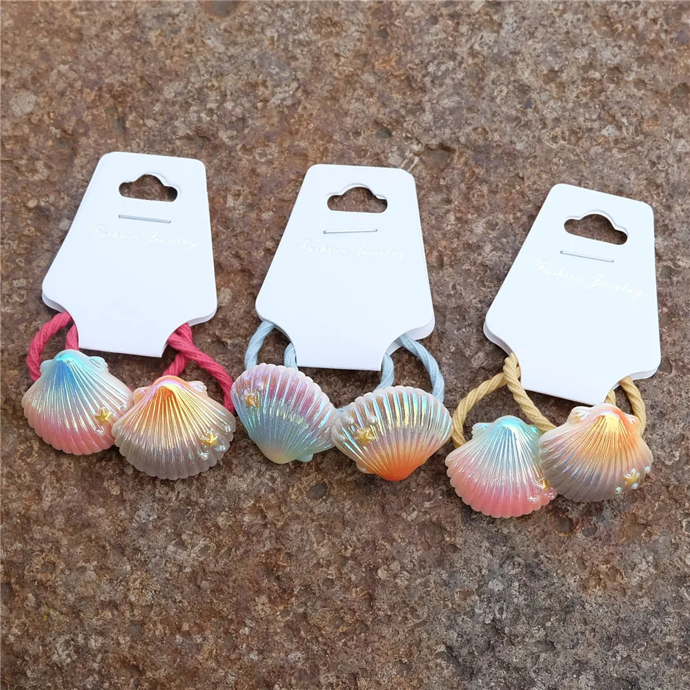 Детские цветные ракушки резинки для волос милые головные уборы девочек