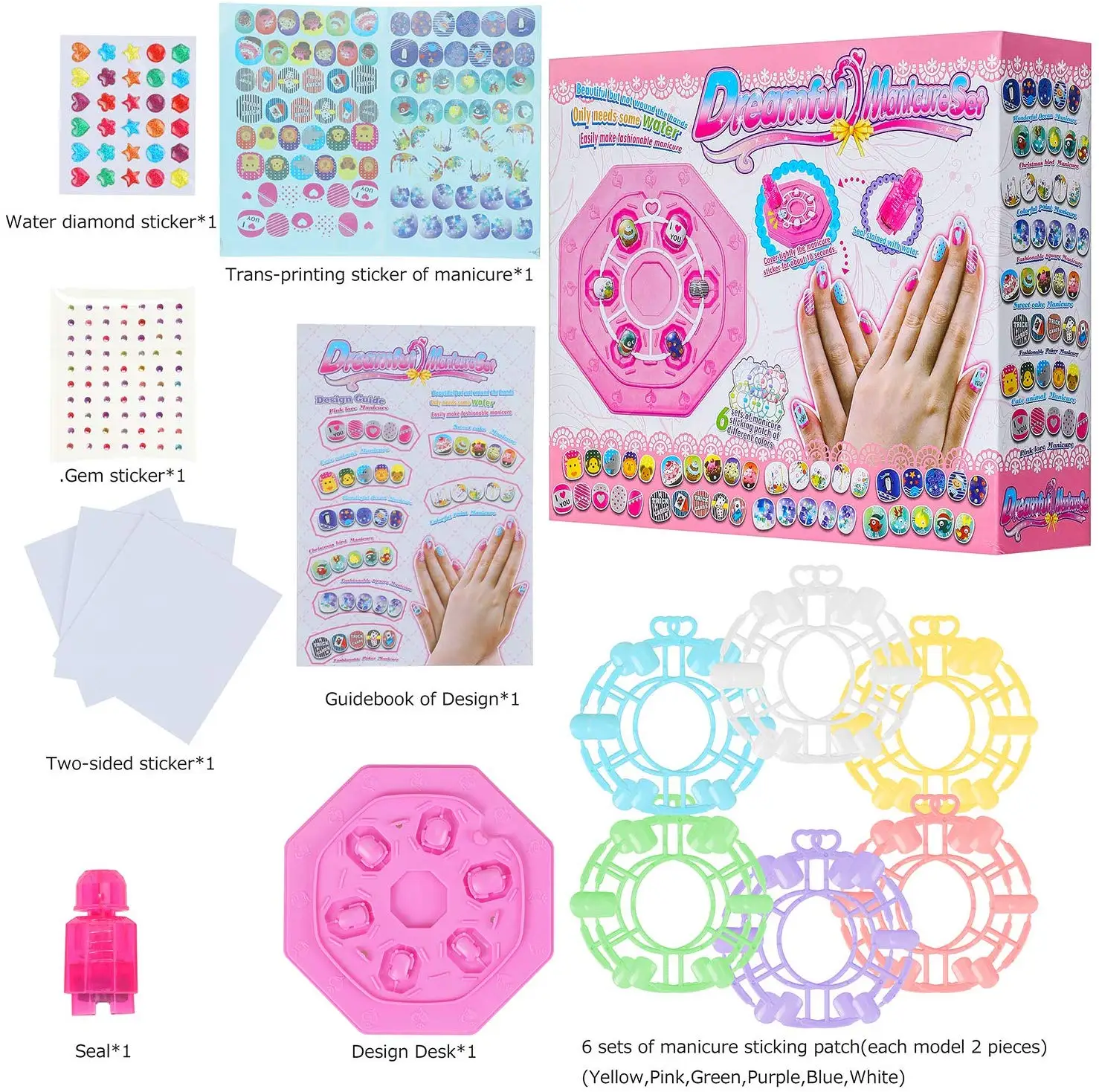 

Zhenwei Girl Make-up, Fingernail Make-up Set Children's Ornaments Handmade Manicure Stickers DIY 3D Novelty Cute Nail Sticker