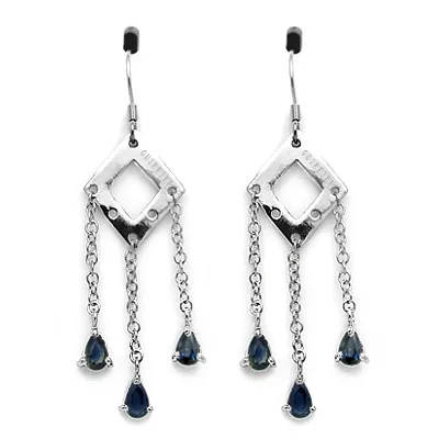 

Серьги-подвески с натуральным сапфиром, серебро 925 пробы, вечерние Х5 мм