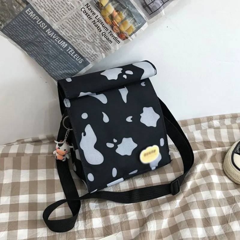 

Cute Cow Print Shoulder Bags for Women Girls Popular Small Square Bag Canvas Small Square Bag Messenger Bag Fashion Travel Bag