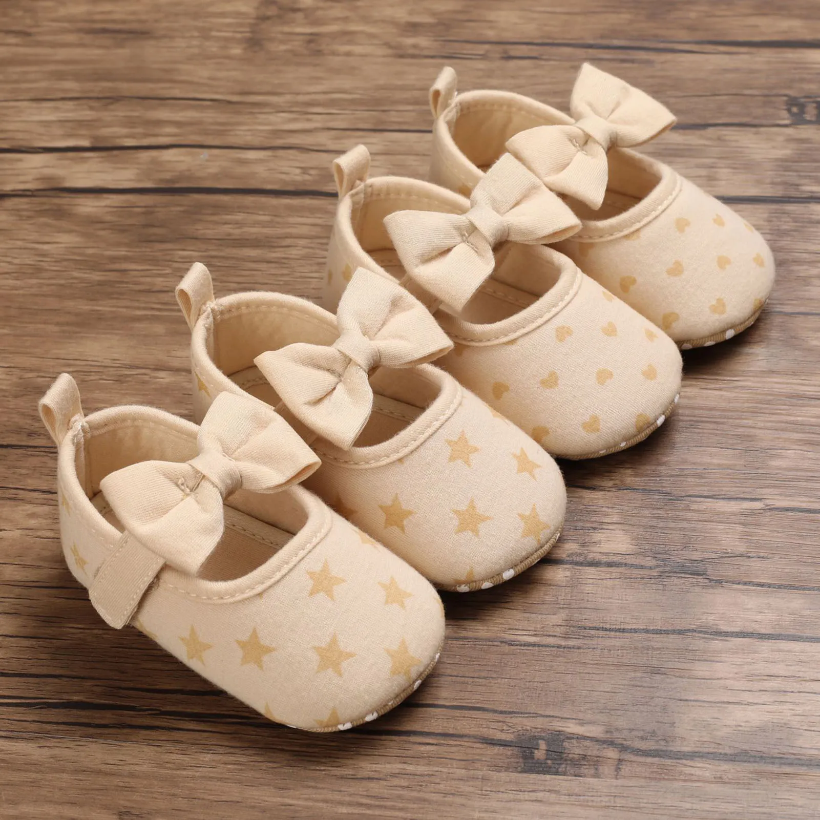 

Newborn Practical Stylish Comfortable Multi-occasional Infant Girl Soft Sole Stars Bowknot First Walking Cotton Shoes Footwear