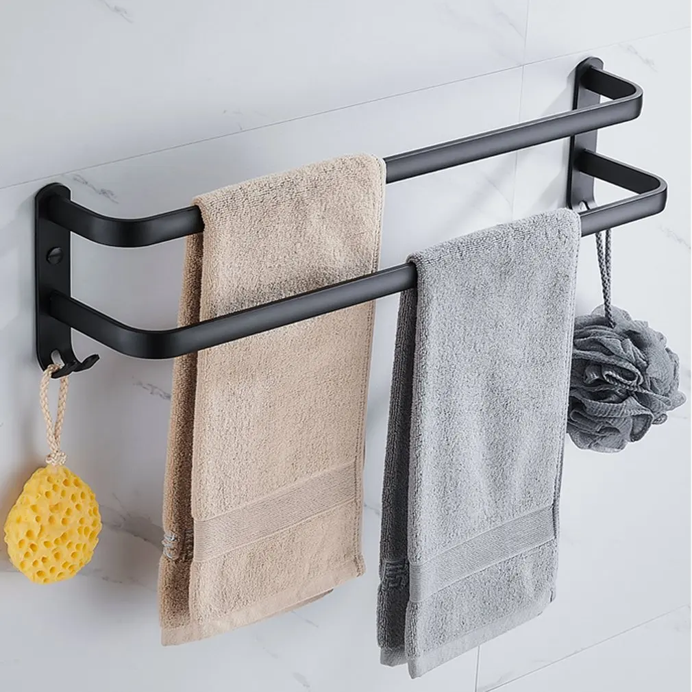 

Aluminum Single Towel Rack Towel Holder Towel Bar Slipper Self Wall Mount Hanger Cloth Holder Shoe Rack Organizer With Hooks