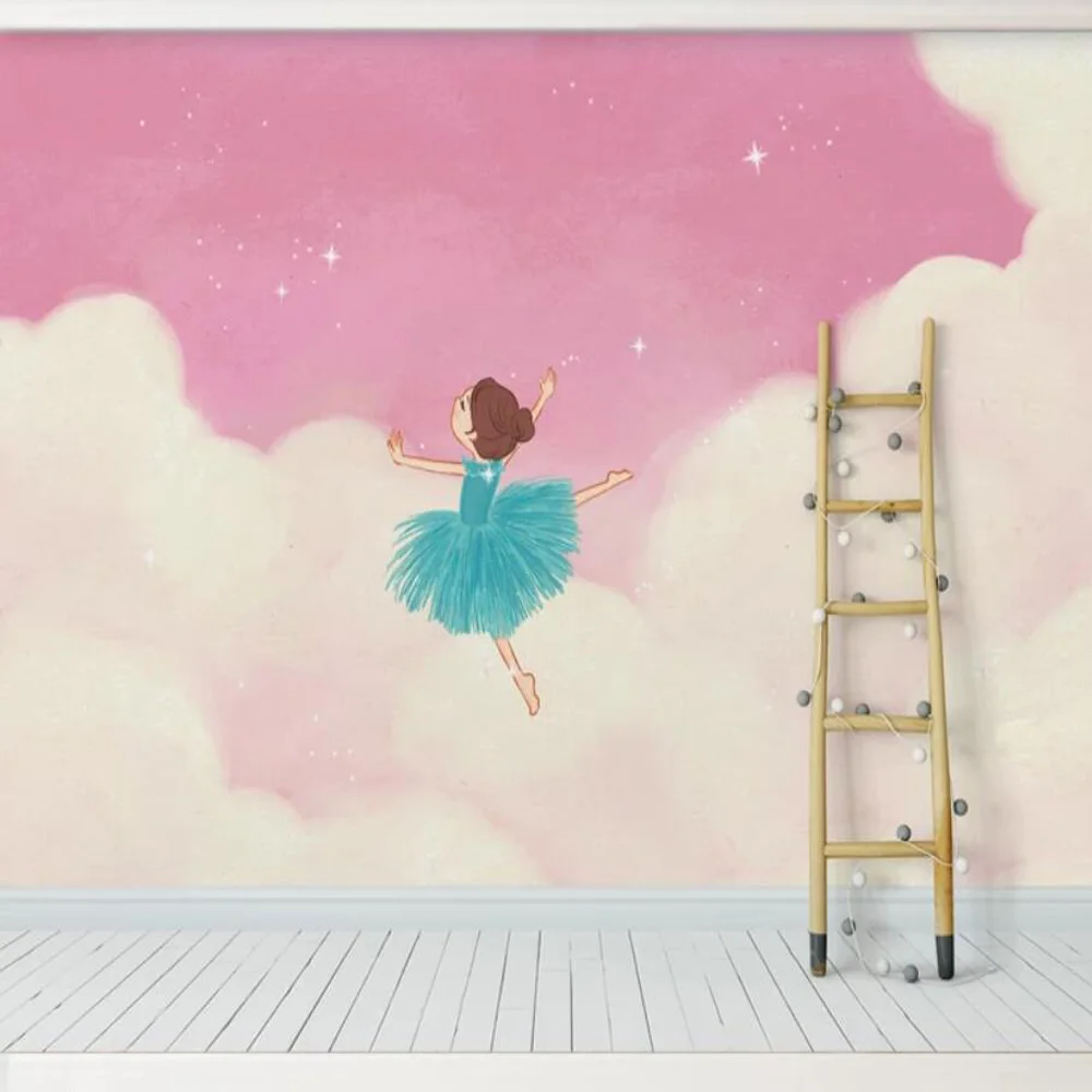 Настенная 3D Бумага розового цвета для балерины настенная бумага художественные