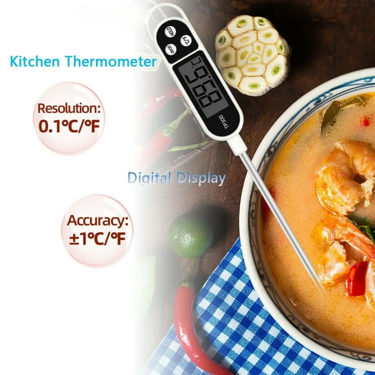 

10pcs TP300 Digital Food Thermometer Probe Temperature Measuring For Kitchen BBQ Meat Water Milk Oil Tea Soup Electronic Oven