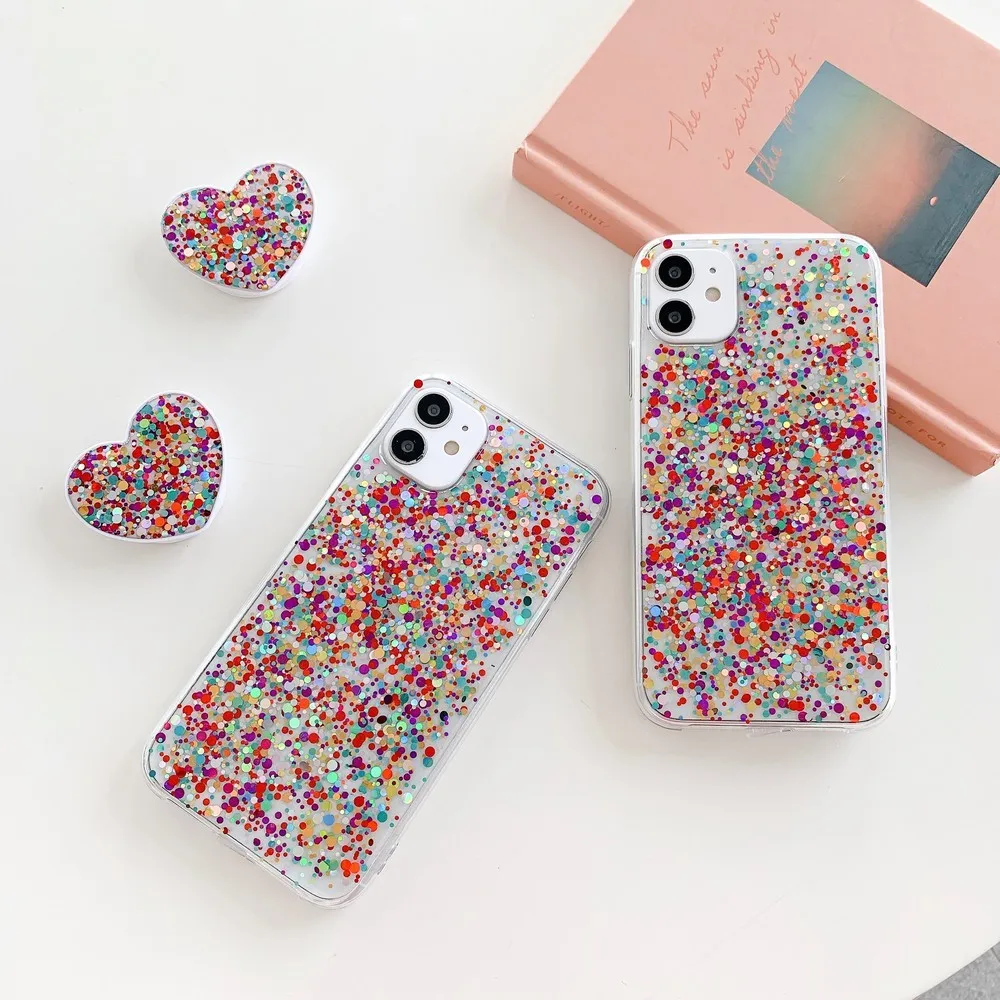 

Winter new colorful sequins flashing love big bracket case for iphone 7 8 plus 11 PRO X XR XS MAX SE 2020 for women back cover